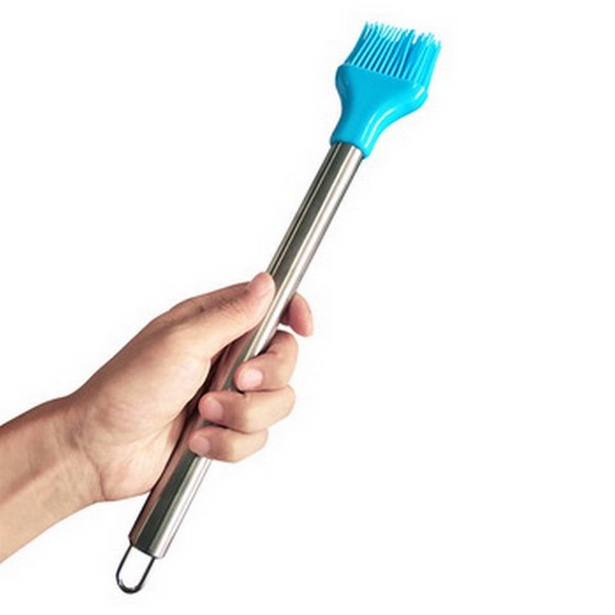 Random Color Stainless Steel Handle Silicon Kitchen Basting Oil Brush - 1 Piece - Techmanistan in Pakistan