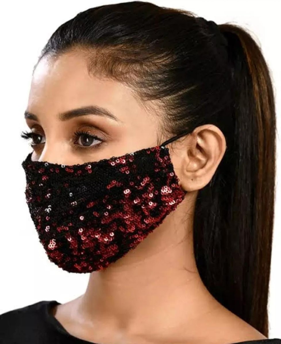Random Color - Washable And Reusable Sequin Face Mask, Fashion Mask, Face Mask - Techmanistan in Pakistan