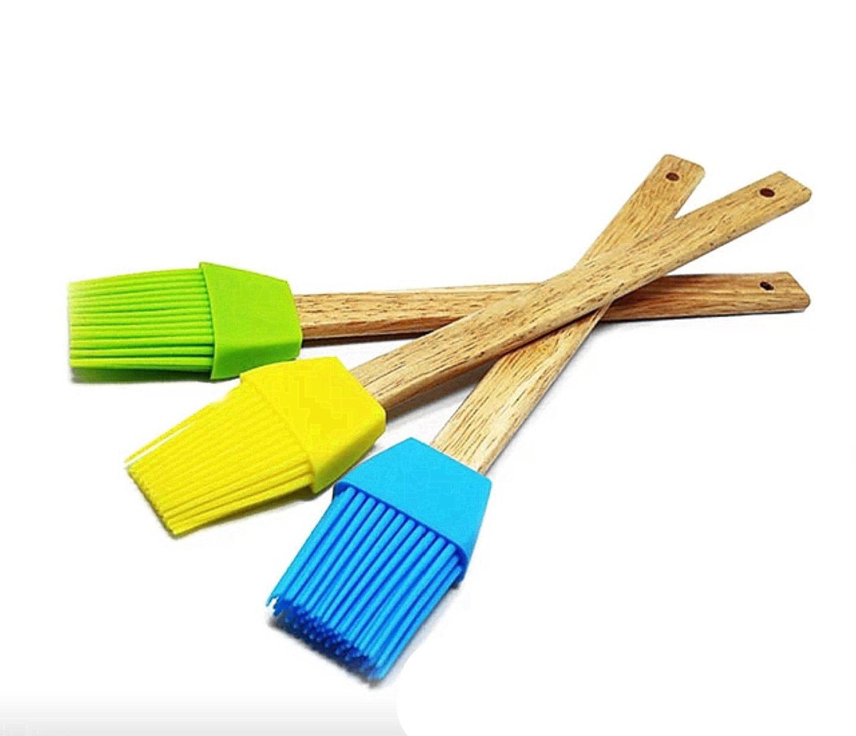 Random Color Wooden Handle Silicon Kitchen Basting Oil Brush - 1 Piece - Techmanistan in Pakistan