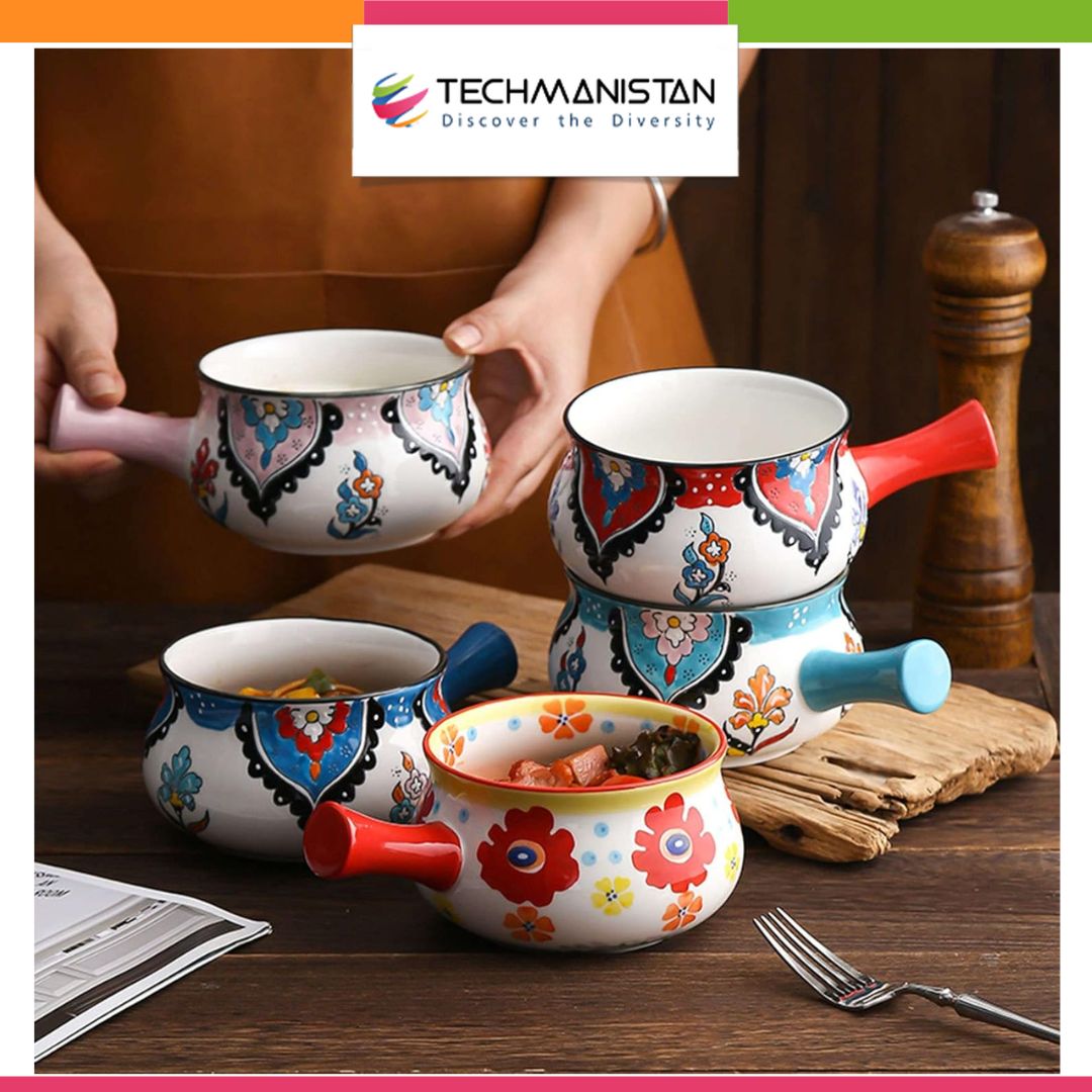 Random Color/Print Korean Bowl With Handle - Techmanistan in Pakistan