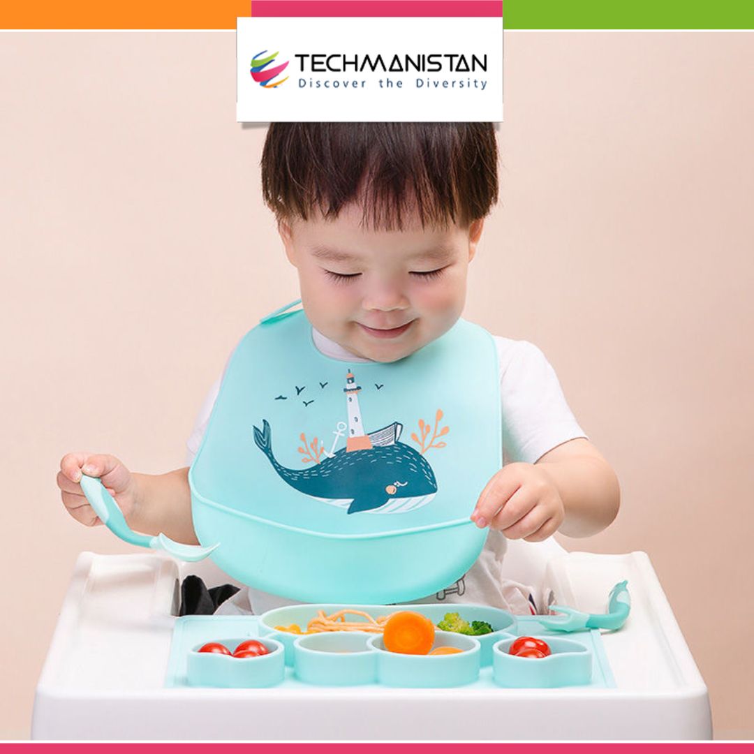 Random Design Print Silicone Baby Bib - Techmanistan in Pakistan