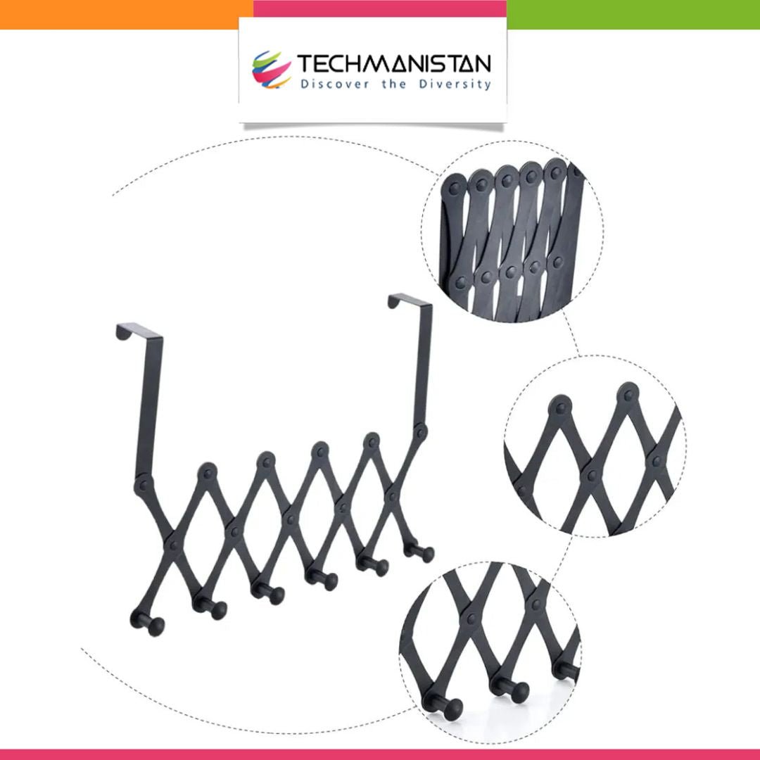 Retractable Over The Door Hook Organizer Rack - Techmanistan in Pakistan
