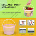Round Metal Mesh Basket with Wooden Handle - Techmanistan in Pakistan