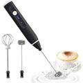 Portable Milk Frother with 2 Stainless Steel Heads and 3 Speeds
