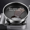 Stainless Steel Laser Coated Honeycomb Frying Pan with Glass Lid