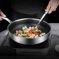 Stainless Steel Laser Coated Honeycomb Frying Pan with Glass Lid