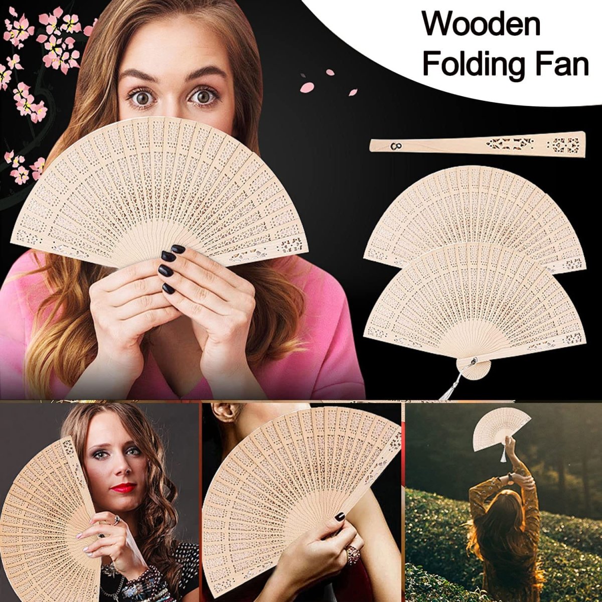 Sandalwood Folding Hand Fan - Techmanistan in Pakistan