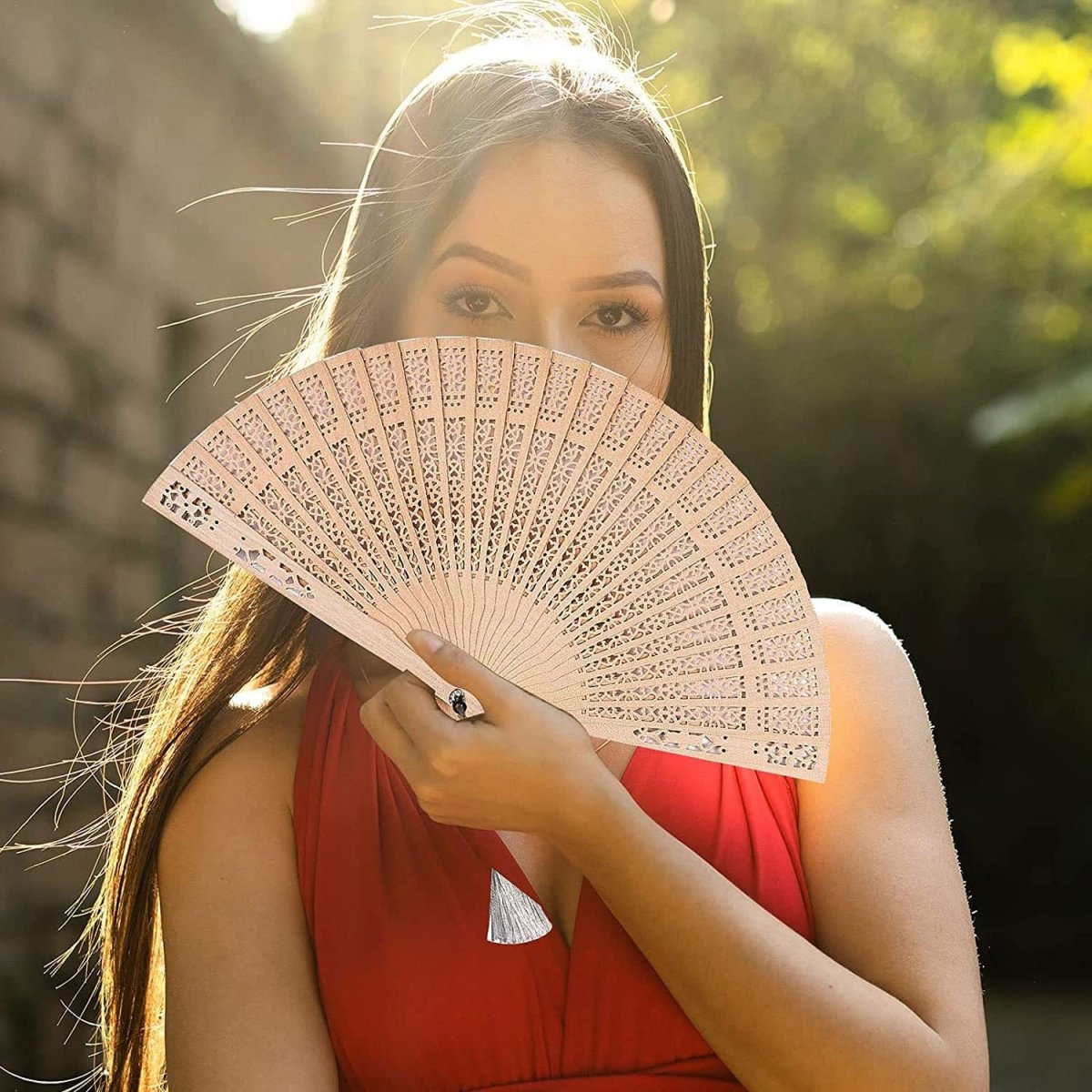 Sandalwood Folding Hand Fan - Techmanistan in Pakistan