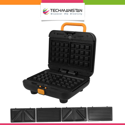 Sandwich Waffle Maker with 3 - in - 1 Attachments - Techmanistan in Pakistan