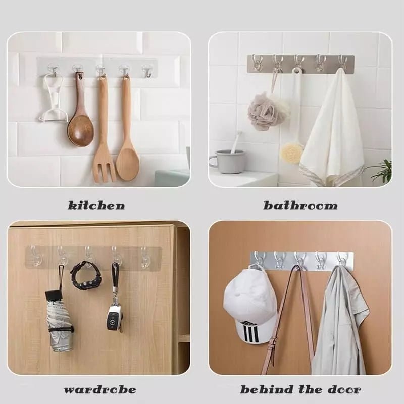 Self Adhesive 6 Hooks Hanger - Techmanistan in Pakistan