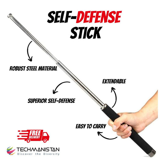 Self Defence Stainless Steel Stick – Black - Techmanistan in Pakistan