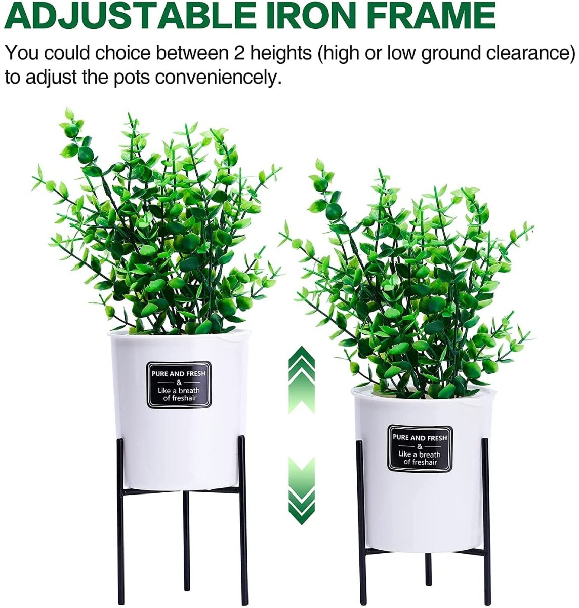 Self Watering Flower Pot With Iron Stand, Indoor Plastic Flower Pot With Cotton Rope, Stand & Container For Water, Self Watering Style Lazy Pot & Iron Stand - Techmanistan in Pakistan