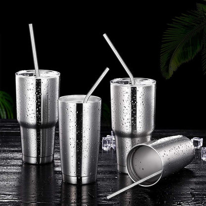 Set of 12 Stainless Steel Straws with 2 Cleaning Brushes - Techmanistan in Pakistan