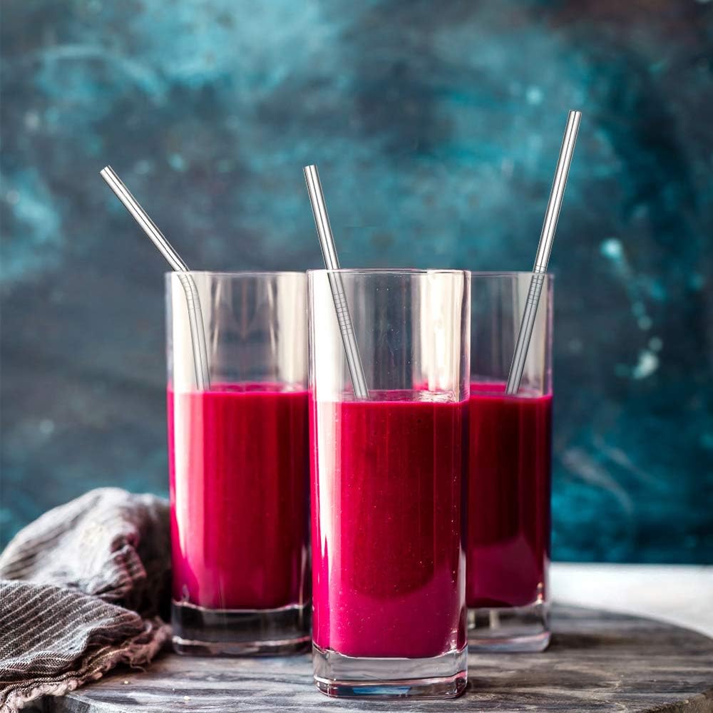 Set of 12 Stainless Steel Straws with 2 Cleaning Brushes - Techmanistan in Pakistan