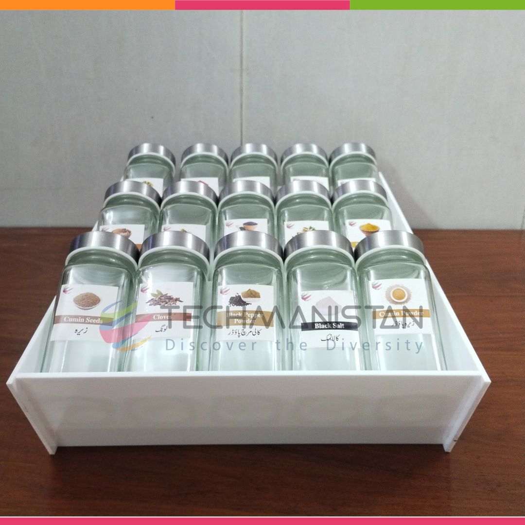 Set of 15 Spice Bottles with Stand, 3 - Tier Spice Organizer - Techmanistan in Pakistan