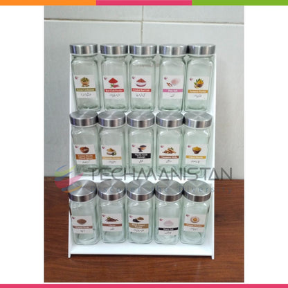 Set of 15 Spice Bottles with Stand, 3 - Tier Spice Organizer - Techmanistan in Pakistan