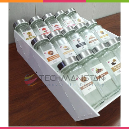 Set of 15 Spice Bottles with Stand, 3 - Tier Spice Organizer - Techmanistan in Pakistan