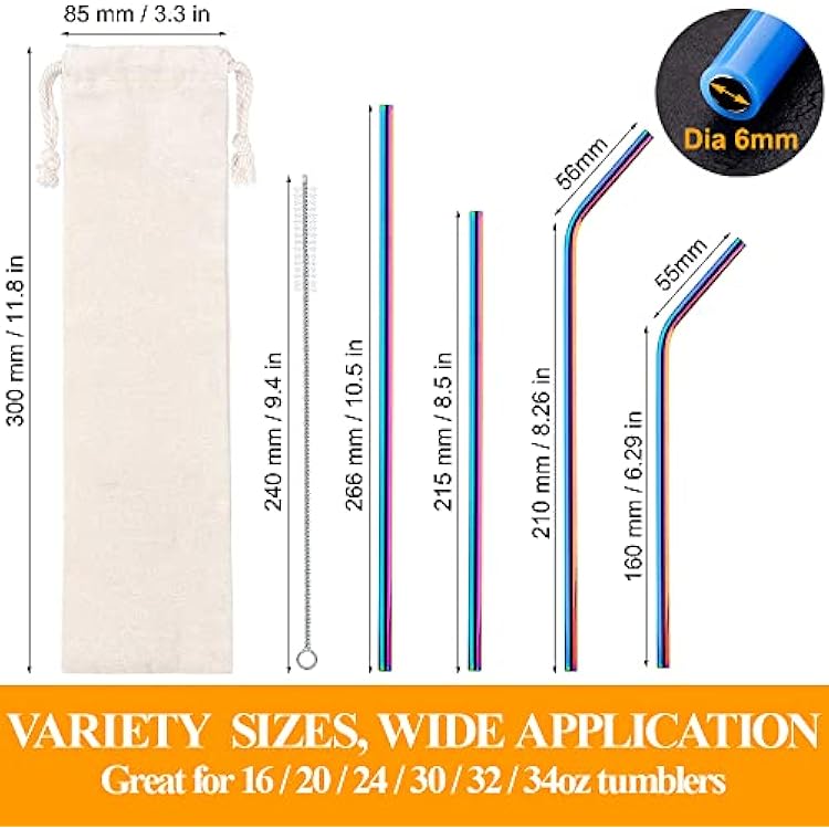 Set of 16 Stainless Steel Straws with Cleaning Brushes - Techmanistan in Pakistan