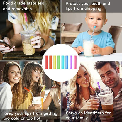 Set of 16 Stainless Steel Straws with Cleaning Brushes - Techmanistan in Pakistan