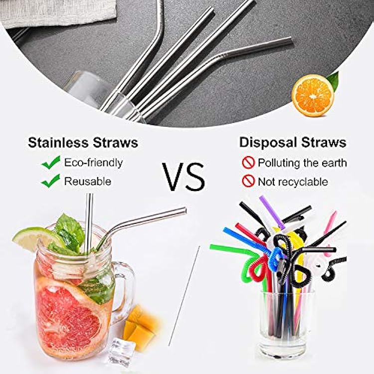Set of 16 Stainless Steel Straws with Cleaning Brushes - Techmanistan in Pakistan