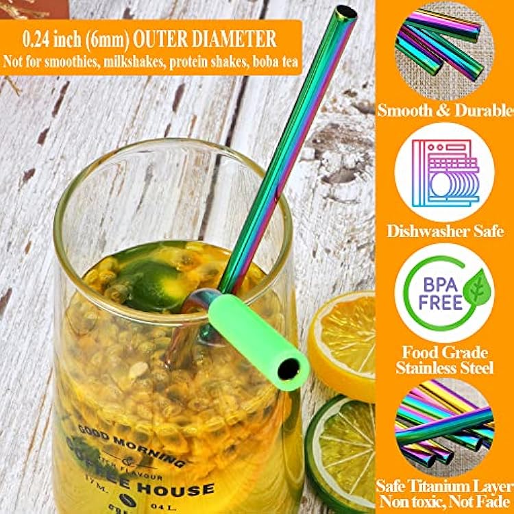 Set of 16 Stainless Steel Straws with Cleaning Brushes - Techmanistan in Pakistan