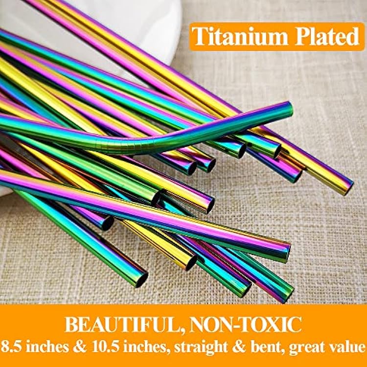Set of 16 Stainless Steel Straws with Cleaning Brushes - Techmanistan in Pakistan