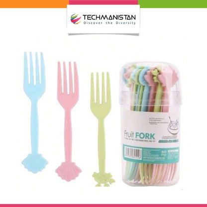 Set of 20 - Colorful Plastic Forks with Box - Techmanistan in Pakistan