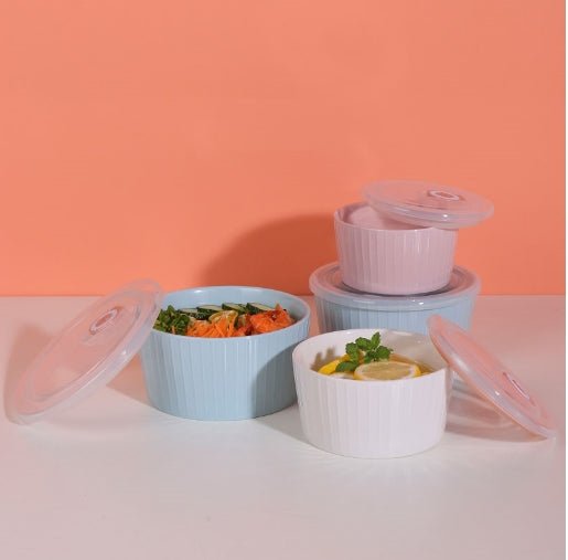 Set of 3 Ceramic Soup With Airtight Lid & Timer - Techmanistan in Pakistan