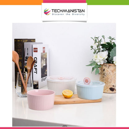 Set of 3 Ceramic Soup With Airtight Lid & Timer - Techmanistan in Pakistan