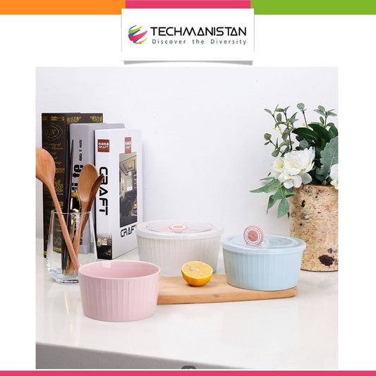 Set of 3 Ceramic Soup With Airtight Lid & Timer - Techmanistan in Pakistan