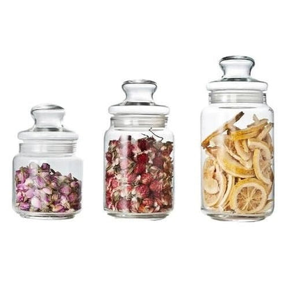 Set of 3 Clear Round Glass Jar with Lid - Techmanistan in Pakistan