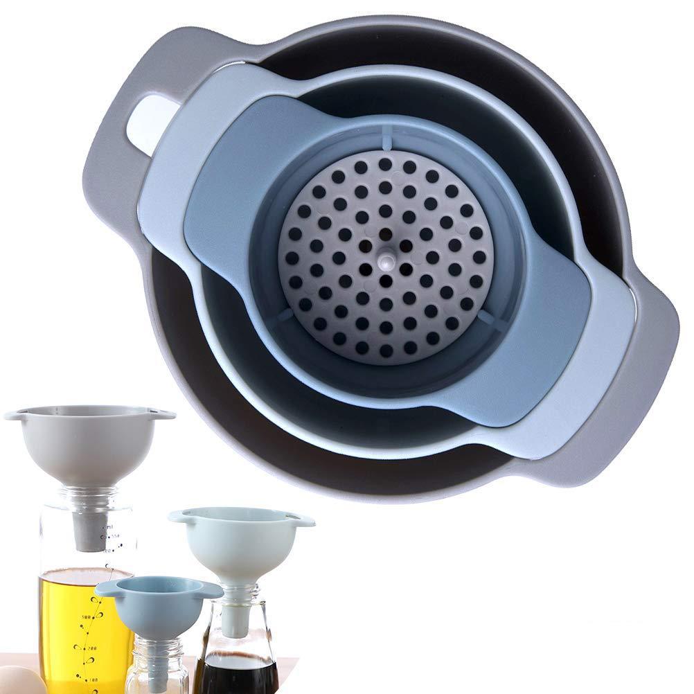 Set of 3 - Food Grade Plastic Funnels with Detachable Strainer Filter for Transferring of Liquid, Fluid, Dry Ingredients and Powder - Techmanistan in Pakistan