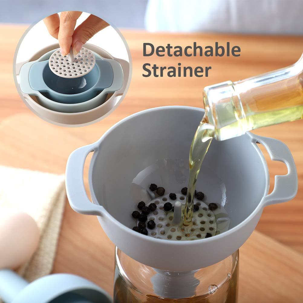 Set of 3 - Food Grade Plastic Funnels with Detachable Strainer Filter for Transferring of Liquid, Fluid, Dry Ingredients and Powder - Techmanistan in Pakistan