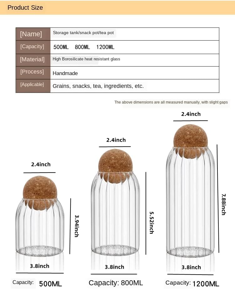 Set of 3 Glass Jar With Wooden Cork Stopper - Techmanistan in Pakistan