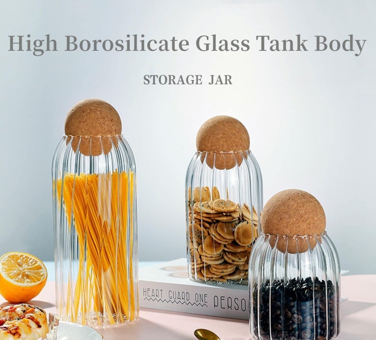 Set of 3 Glass Jar With Wooden Cork Stopper - Techmanistan in Pakistan