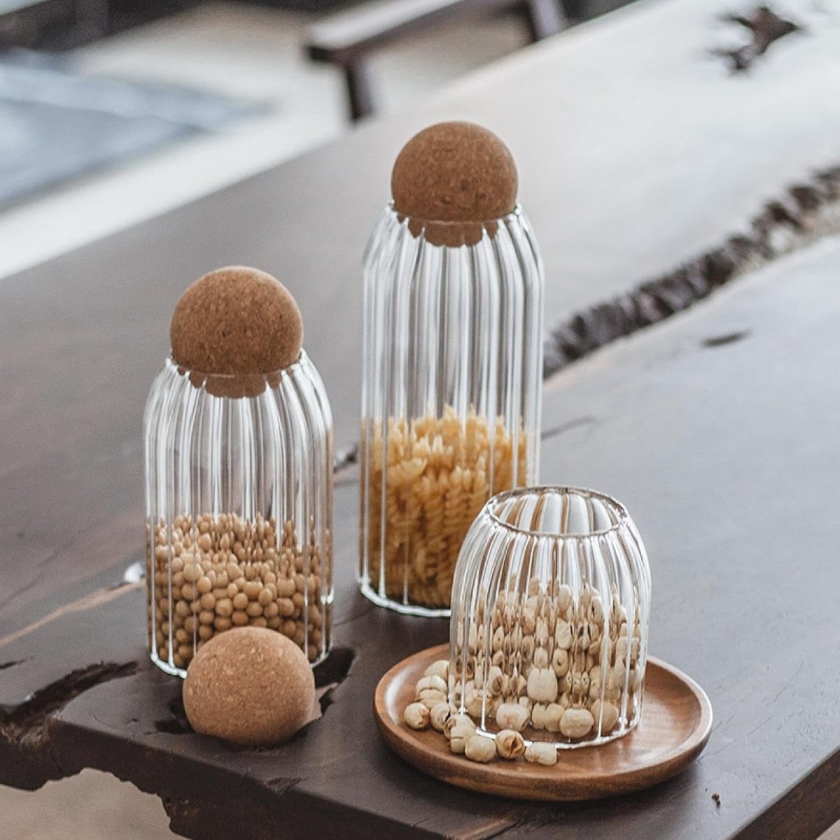 Set of 3 Glass Jar With Wooden Cork Stopper - Techmanistan in Pakistan