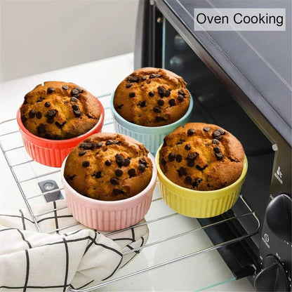 Set of 3 - Oven Safe Porcelain Ceramic Baking Ramekin Bowl for Fruit Serving Dessert - Techmanistan in Pakistan