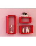 Set of 3 - Rectangular Wall Mount Shelves - Red - Techmanistan in Pakistan