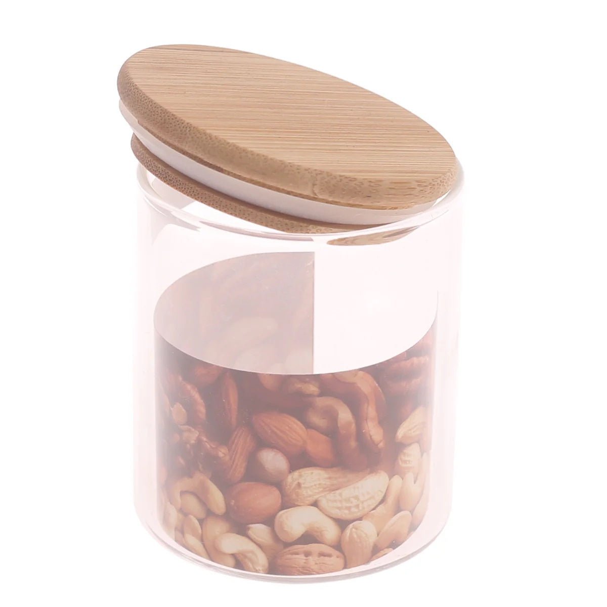 Set of 3 - Round Glass Kitchen Jars With Wooden Bamboo Lids - Techmanistan in Pakistan