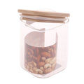 Set of 3 - Square Glass Kitchen Jars With Wooden Bamboo Lids - Techmanistan in Pakistan