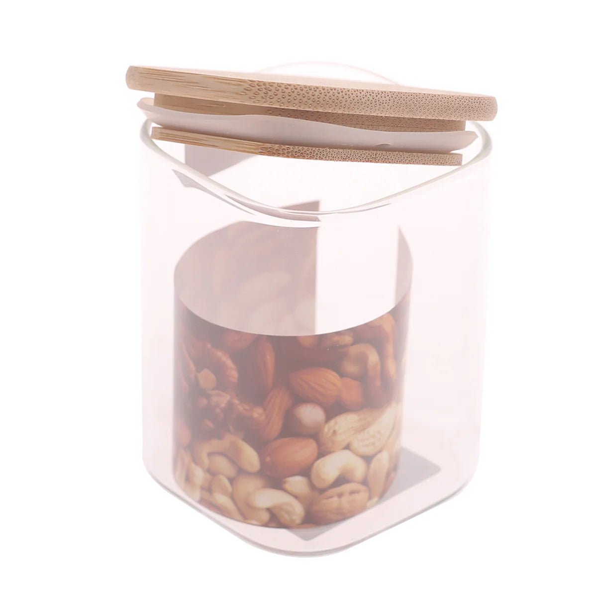 Set of 3 - Square Glass Kitchen Jars With Wooden Bamboo Lids - Techmanistan in Pakistan