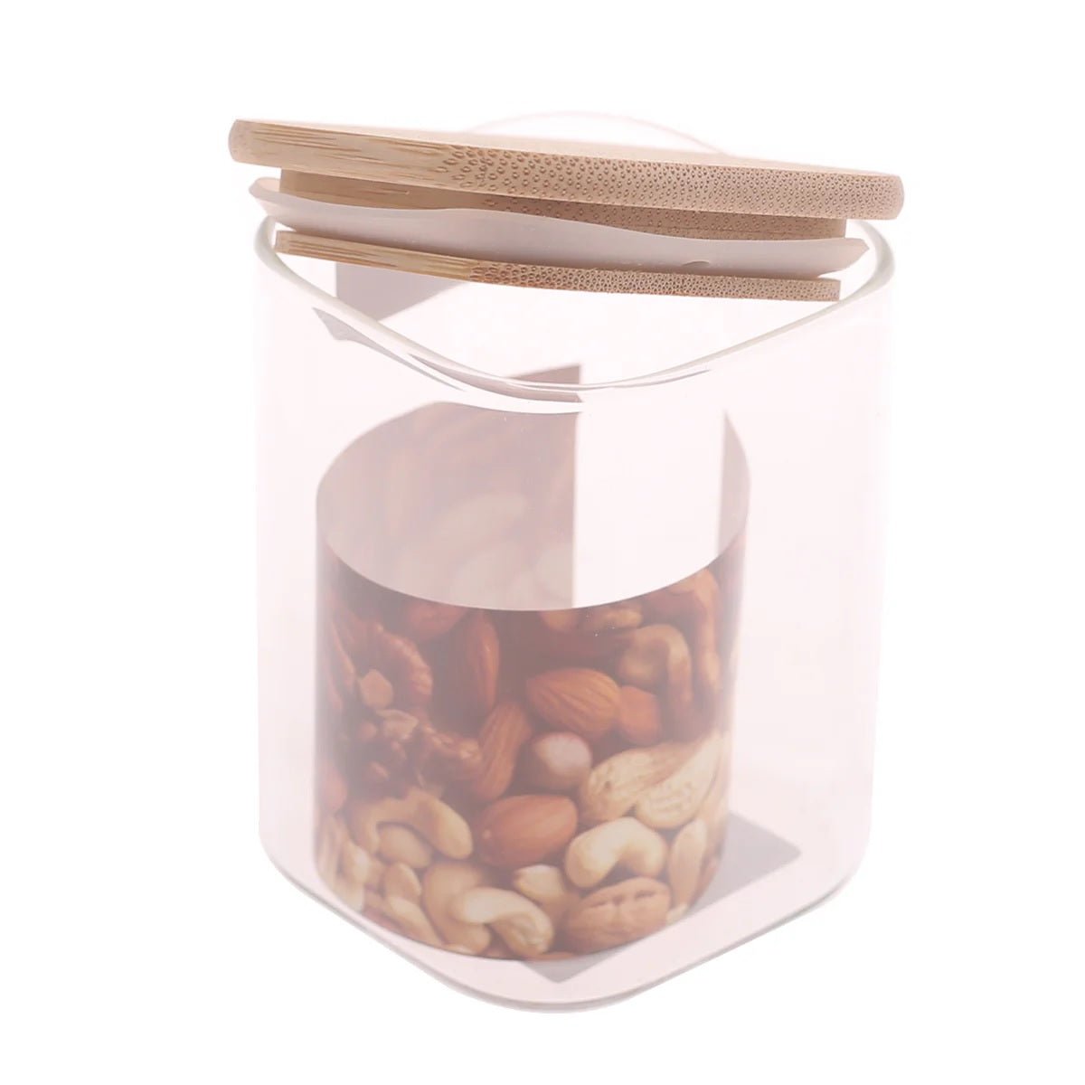 Set of 3 - Square Glass Kitchen Jars With Wooden Bamboo Lids - Techmanistan in Pakistan