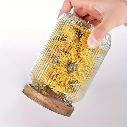 Set of 3 - Stackable Airtight Striped Glass Jars - Techmanistan in Pakistan