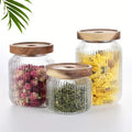 Set of 3 - Stackable Airtight Striped Glass Jars - Techmanistan in Pakistan