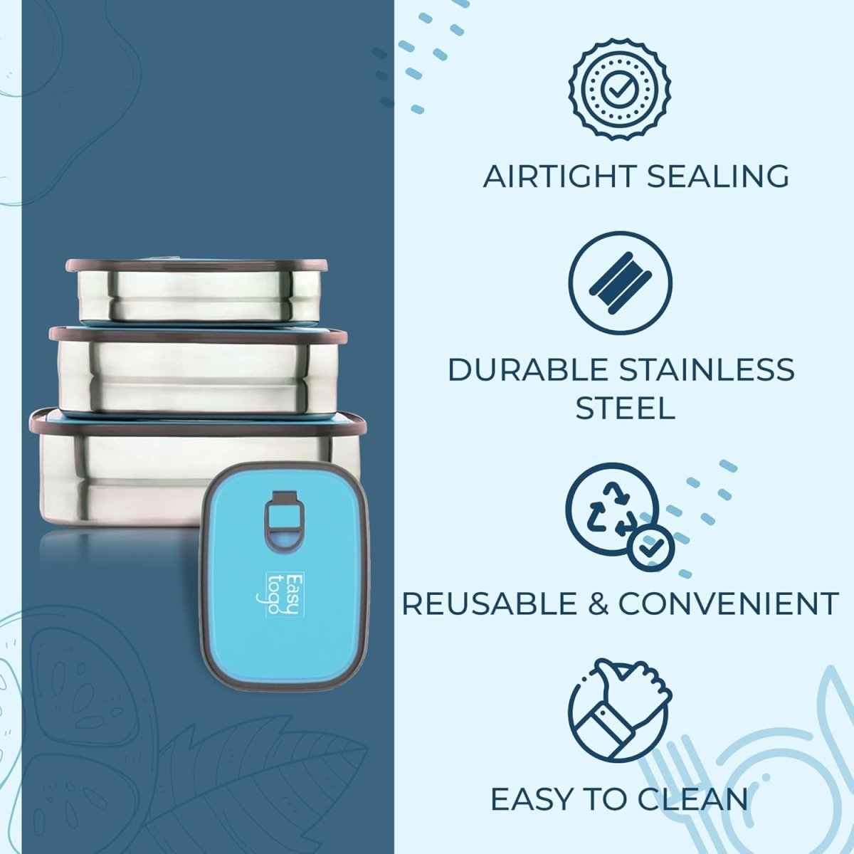 Set of 3 Stainless Steel Lunch Box, Bento Box - Techmanistan in Pakistan