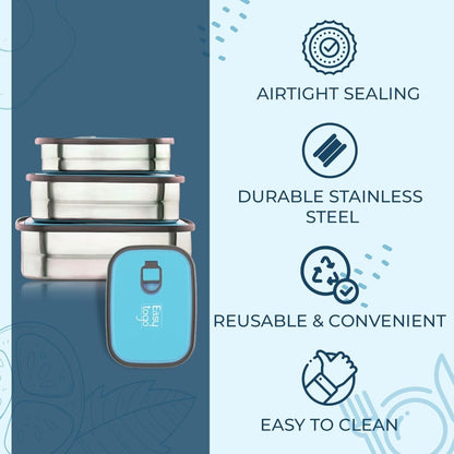 Set of 3 Stainless Steel Lunch Box, Bento Box - Techmanistan in Pakistan