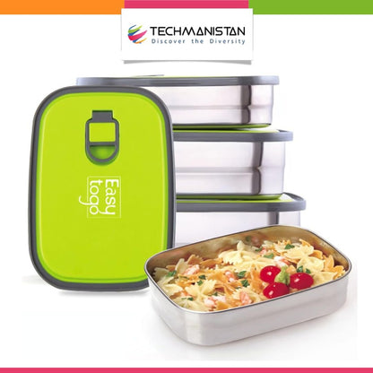 Set of 3 Stainless Steel Lunch Box, Bento Box - Techmanistan in Pakistan