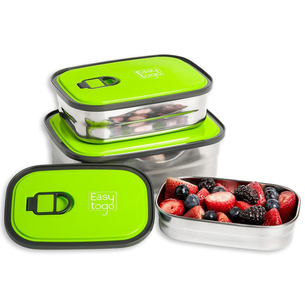 Set of 3 Stainless Steel Lunch Box, Bento Box - Techmanistan in Pakistan