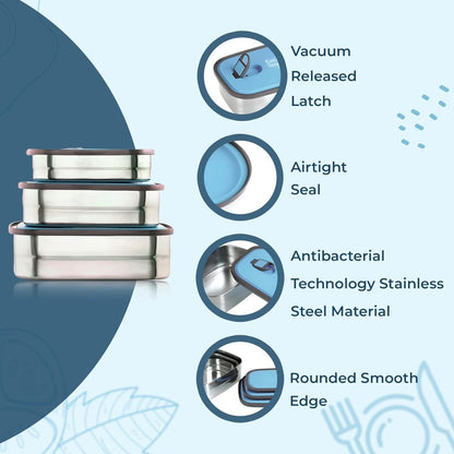 Set of 3 Stainless Steel Lunch Box, Bento Box - Techmanistan in Pakistan