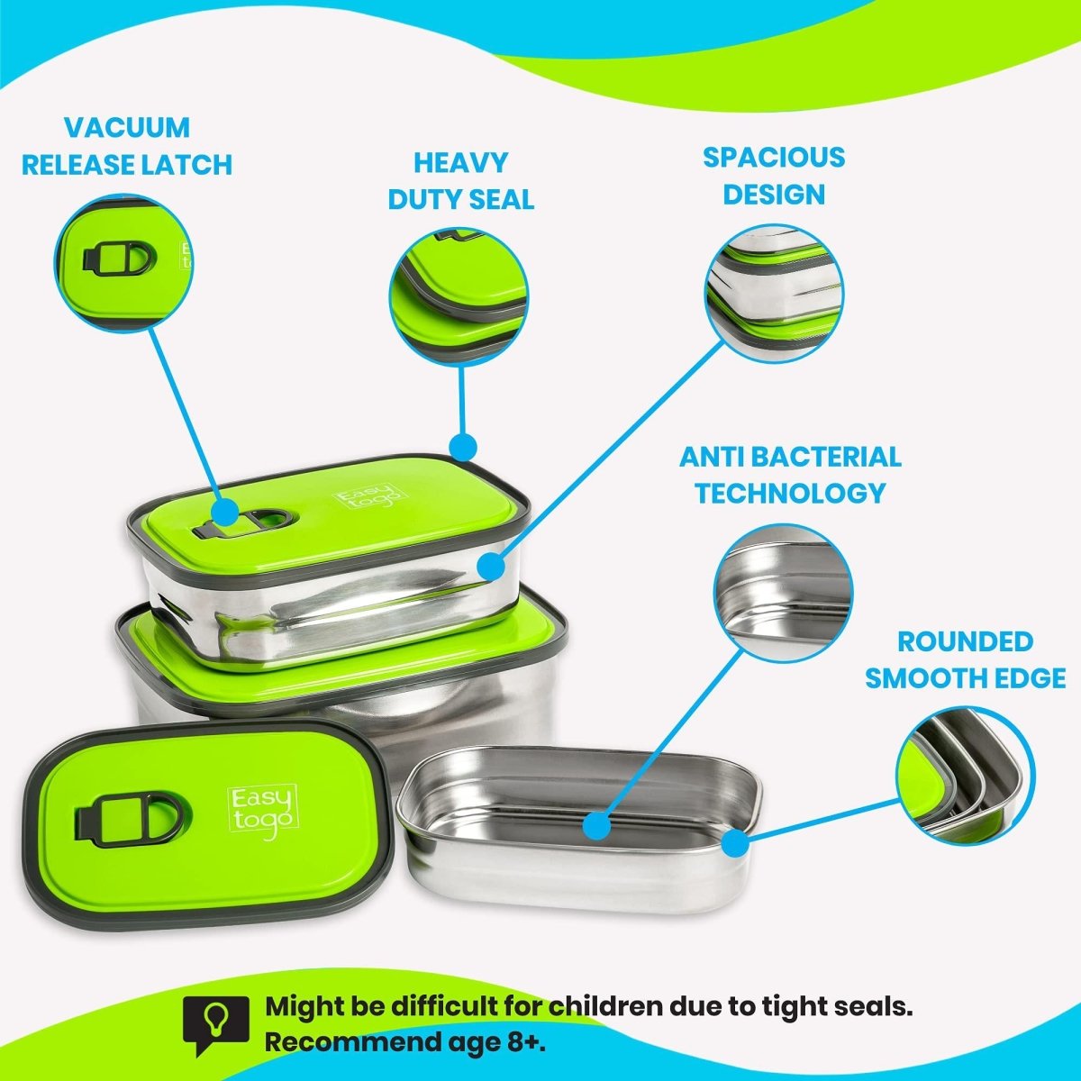 Set of 3 Stainless Steel Lunch Box, Bento Box - Techmanistan in Pakistan